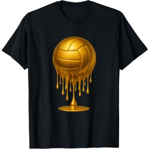 Dripping Gold Drip Volleyball Game Day Player Coach Baller T-Shirt, Black, XS