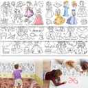 Children's Drawing Roll, Coloring Paper Roll for Kids Gift,120 * 11.8 Inches DIY Painting Drawing Paper Roll, Sticky Drawing Paper Roll, Early Educational Toys for Kids (Cute Princess)