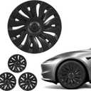 VEVOR Hubcaps Wheel Covers for 2021-2024 Tesla Model Y, 19 Inch Set of 4 Wheel Rim Cover Hubcaps OEM Style Replacement, R19 Size Snap On Car Hub Caps, Premium 14-Spoke ABS Tire Rim Caps, Matte Black