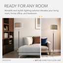 Adesso Floor Lamp, Natural Oak & Off-White Fabric, 3-Way, 65.5”