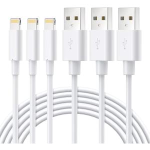 Novtech Lightning Cable MFi Certified, iPhone Charger 3 Pack 3FT Lightning to USB Cable Cord, 2.4AFast Charging Wire Compatible with iPhone 14 13 12 11 Pro Max Mini SE XS MAX XR X 8 7 6 Plus, White