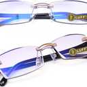 LUFF Premium Computer Reading Glasses Blue Light Blocking Diamond Cut Edge Design Spectacle Readers for Men