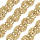 CRASPIRE 20 Yard 3/8 inch Gimp Braid Trim Polyester Gold Metallic Edge Woven S Wave Lace Ribbon Fabric Upholstery Hand DIY Crafts for Gift Cable Ties Sewing Curtain Slipcover Costume Accessories