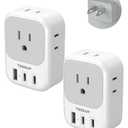 TESSAN US to Japan Plug Adapter 2 Pack,2 Prong to 3 Prong Outlet Adapter with 4 Outlets and 3 USB (2 USB-C), Power Adaptor US to Japan China Mexico Philippines Canada Peru Thailand Vietnam, Grey-white-Type A