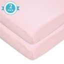 American Baby Company 2 Pack 100% Natural Cotton Fitted Mini Crib Sheets 38" x 24" - Soft & Breathable Small Nesting Portable Sheets, Fits Pack N Play Mattresses, Pink, for Boys & Girls