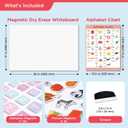 COMIX Magnetic Dry Erase Board, Magnetic ABC Alphabet Chart for Kids, 26" x 17" Adhesive White Board with 156 Pieces ABC Graphic Magnet for Kids at Home Student Classroom