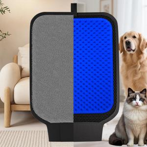 2 in 1 Pet Hair Removal Glove, Upgraded Pet Hair Remover Tool with Wrist Strap, Gentle Shedding Silicone Brushes for Dogs & Cats, Efficient Fur Removal Mitts for Couch Carpet Clothing (Blue)