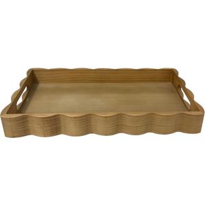 JUIOETURPine Wood Decorative Tray with Handle Rectangular Wooden Serving Tray for Breakfast in Bed,Coffee Table,Dining Table,or Kitchen - Perfect for Living Room,Bedroom,and Entryway Decor (burlywood)