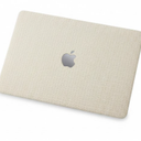 Seorsok Compatible with MacBook Air 13.6 inch Case 2022-2024 2025 A3240 M4 A2681 M2 A3113 M3 Touch ID, Elegant Leather Plastic Hard Case with Transparent Keyboard Cover, Beige Woven No Logo Cutout