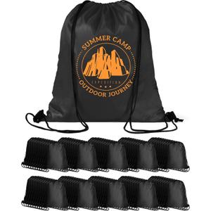 Lzerking 100 Pcs Black Drawstring Backpack Bulk for DIY Project, 13.4x16.5 Inches Waterproof Drawstring Bags for Outdoor Activities, Team, Family, Homeless, Gift