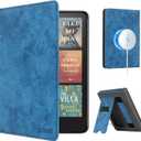 CoBak Stand Case for 7" Kindle Paperwhite 12th Gen 2024 and Kindle Colorsoft with Hand Strap - Compatible with iPhone MagSafe, for Samsung/Belkin/Anker Wireless Charging Pads, Durable, Auto Sleep Wake (Blue)