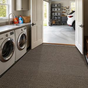 5′ x 7′ Large Indoor Door Mat, Ultra Thin Linen-Look Non-Slip Entryway Rug