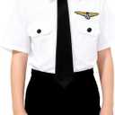 Airline Pilot Costume for Kids Airline Captain Uniform for Halloween Career Day Dress Up Birthday Gifts (3-4 Years)