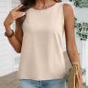 AKEWEI Linen Tank Top for Women 2026 Spring Summer Beach Crewneck Cute Sleeveless Shirts Basic Blouses Crop Cotton Linen Tops（Apricot, S）