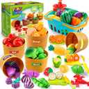 JOYIN Learning Toys Play Food Set for Toddlers, Cutting Food for Preschool Activities, Play Kitchen Accessories, Educational Toys, Color Sorting Set for Boys & Girls, Easter Basket Stuffers