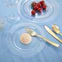FLOWERCAT 100PCS Clear Plastic Plates - Heavy Duty Clear Disposable Plates for Fall Party/Wedding/Christmas - Include 10inch & 7inch Dinner/Dessert Plates for 50guests