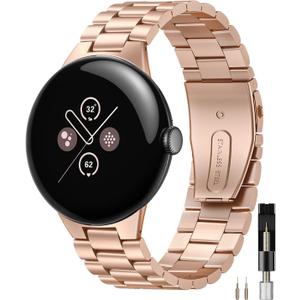 Miimall Metal Band Compatible for Google Pixel Watch 4(2025)/3 45mm 41mm Band, No Gap, Men Business Stainless Steel Adjustable Wristband Replacement Strap for Pixel Watch 4/3/2/1