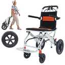 Portable Folding Wheelchair, Travel with handbrake, Ultra-Light Wheelchair for The Elderly and Children (with Bag) (12 inch PU Rear Wheel)