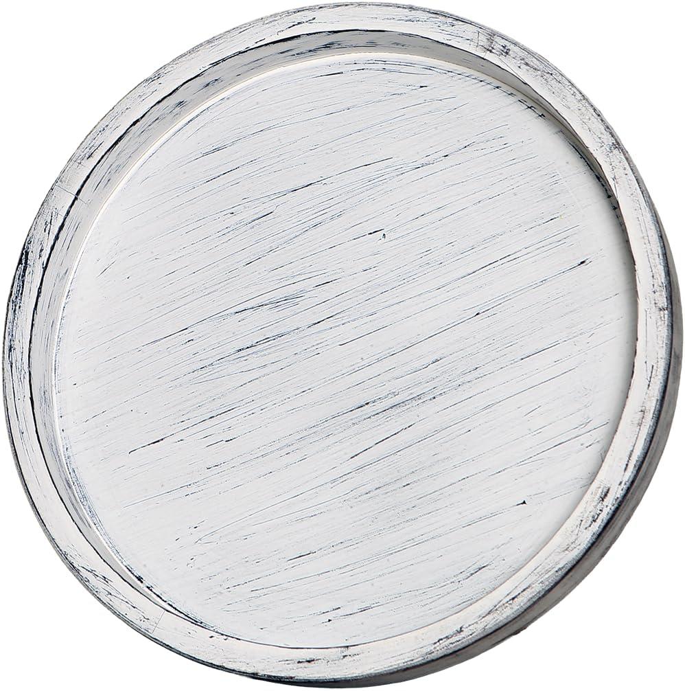 14Inch Rustic Round Wood Lazy Susan Distressed Tray-Distressed Farmhouse Turntable Tray, Cabinet Organizer, and Dining Table (White)