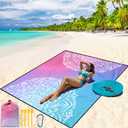 Beach Blanket Waterproof Sandproof Beach Mat 79" X 83"/ 10'x9'for 2-8 Adults Quick Drying Outdoor Picnic Mat Beach Accessories for Travel, Camping, Hiking