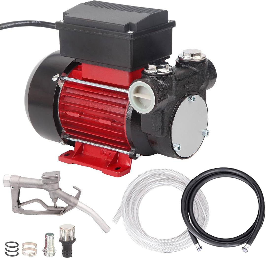 TOPWAY 110V AC 15GPM Electric Self-priming Oil Fuel Diesel Kerosene Biodiesel Transfer Pump Kit w/Discharge Hose & Nozzle