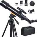 Telescope for Beginners & Kids: 70mm / 500mm Refractor (150X HD), Portable Travel Scope, Best Astronomy Gifts for Adults w/Wireless Remote, Carrying Bag. Easy Set Up