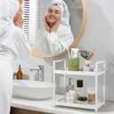 Anyoifax Bathroom Counter Organizer 2 Tier Vanity Storage Countertop Shelf Makeup Organizer Perfume Tray Skincare Holder for Sink, Dresser, Kitchen, Small White