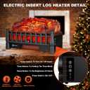 Electric Fireplace Logs Inserts Heater with Infrared Remote Controller 5 Flame Brightness 24 H Timer Overheating Protection for Home and Office Decor Black