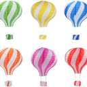 12 inch Hanging Hot Air Balloon Paper Lanterns Set Decoration Birthday Wedding Christmas Party Decor Gift Set Stripe Style Pack of 6