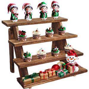 Wooden Cupcake Stand - 4 Tier Cupcake Display Stand, Rustic Tiered Display Stand, Tool Free Installation Cupcake Stand for Baby Shower Decorations Birthday Party Supplies