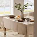 Linen Tablecloth for Square Table 52x52 Inch Natural, Farmhouse Style Neutral Tablecloth, Water Resistant Burlap Tablecloths for Dining Table Farmhouse Kitchen