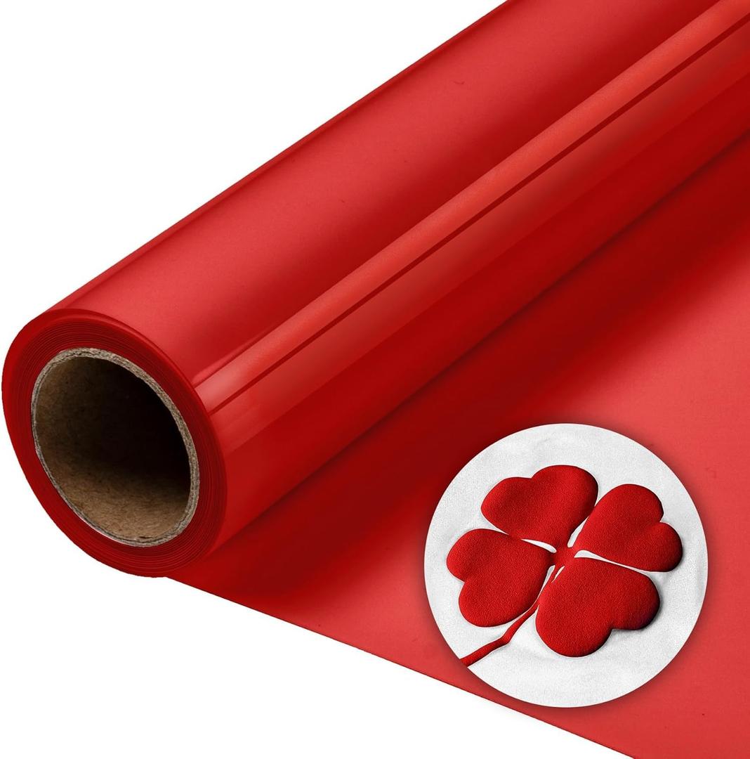 Aoder Red Puff Vinyl Heat Transfer - 12" x6ft Red HTV 3D Puff Heat Transfer Vinyl, Puffs Iron On Vinyl for T Shirt Compatible with All Cutting Machines