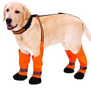 Dog Suspender Boots, Anti-Slip & Fall Waterproof Dog Shoes Leggings, Dog Paw Protector for Small Medium Dogs, Adjustable Dog Boots Pet Shoes for Outdoor Walking Black,S