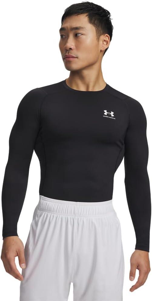 Under Armour Men's HeatGear Compression Long-Sleeve T-Shirt (Medium, Black (001)/White)