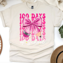 100 Days of School Bow T-Shirt | Cute Teacher & Student Celebration Tee, White, Size 130
