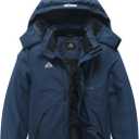 IDTALHZY Kid's Ski Jacket Waterproof Winter Coat Boy's and Girl's Fleece Snowboarding Jackets with Detachable Hood (13-14, Navy)