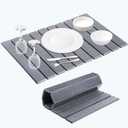 Large Stone Dish Drying Mat for Kitchen Counter, 23"15" Collapsible Quick Drying Stone Mat, Super Absorbent, Non-Slip Diatomaceous Earth Dish Drying Mats for Bottles Cups, Match Any Countertop (Dark Gray)