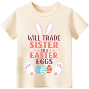 Happy Easter Shirts for Boys GirlsToddler Easter Shirt Bunny Egg Hunt Tee Kids Digger Tractor 2T-8T (4-5T, Sister)