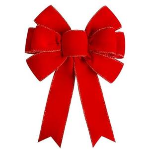 Satenwie Red Christmas Bows Large Velvet Bow for Wreaths, Tree, Outside Decorating, Outdoor (12 * 14 inch)