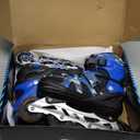 Kuxuan Boys Adjustable Inline Skates with Light up Wheels, Fun Illuminating Skates for Kids Girls Youth (X-Large(Adult 8-10 US), Blue)