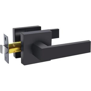 RAZCC Passage Door Lever, Matte Black Interior Door Handles for Hallway& Closet Heavy Duty Non-Locking Lever Sets Keyless Door Knobs Lockset for Right & Left Side Door, 1 Pack