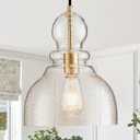 Gold Pendant Lights Kitchen Island, Large Gold Sand Glass Pendant Lighting Over Table 10inch Modern Brass Ceiling Island Light for Kitchen Sink Hallway Entrance, 10inch,1Pack
