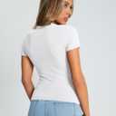 Trendy Queen Womens Basic T Shirts - Stretchy Soft Slim Fit Short Sleeve Y2k Cute Summer Crop Workout Tops (White, L)