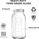FyndraX 64 OZ Wide Mouth Mason Jar with Lid, Clear Heavy Duty Glass Airtight Storage Canning Jar and Band Half Gallon / 2 Quart Fermenting, Pickling, Storing, Pack of 1