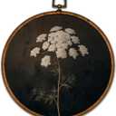 BCUANGD Vintage Floral Round Wall Art Decor - Rustic Retro Flower Botanical Wall Art Canvas Frame Artwork Prints, Black Mid Century Modern Round Wall Hanging Decorations for Home Gallery, 10"x10"