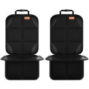 Car Seat Protector, Large Auto Protector for Child Seats with Thickest Padding and Non-Slip Backing Mesh Pockets for SUV, Sedan, Truck, Leather and Fabric - Black 2 Count