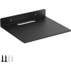 Small Floating Shelf 3mm Thick, 6.5 inch, Metal Wall Shelf, Metal Floating Shelves for Echo, Cameras, Small Speaker (Black 1 Pcs)