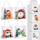 Shinylin 24 Pcs Halloween Goodie Bags for Trick-or-treating Pumpkin Ghost Party PVC Clear Gift Bags with Handles Halloween Candy Pouches for Event Party Rewards Supply(Assorted,Christmas)