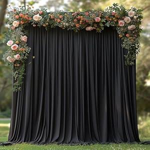 10x10ft Wrinkle Free Hunter Green Backdrop Curtain for Parties Soft Fabric Drapes Wedding Dark Green Curtain Backdrop for Birthday Party Decorations Background for Photography 5x10ft,2 Panels