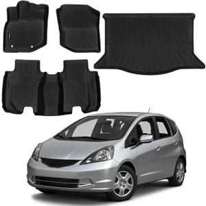 Compatible with Honda Fit 2009-2013 (Not for Manual Transmission) Floor Mats & Cargo Liner,All Weather Protection,Anti-Slip TPE Floor Mats & Trunk Mat for Fit 2009 2010 2011 2012 2013 Accessories